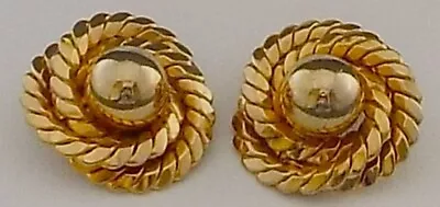 Vintage Marvella Earrings Clip On Gold Tone 1  Round Swirls • $15.88