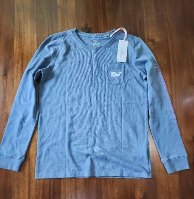 Vineyard Vines Girls' Halloween Whale L/S Pocket Tee Faded Indigo Color Large 14 • $15.58