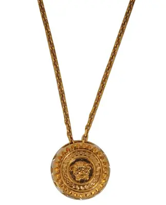Versace Medusa Head Logo Pendant Necklace Gold Crystals Rope Link Chain • $574.99