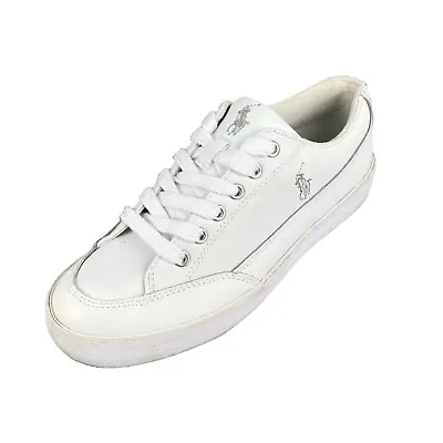 Polo Ralph Lauren Longwood White Lace-up Leather Sneakers Men's Size 10 M • $17