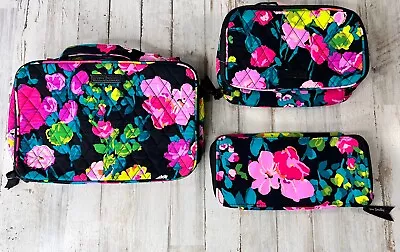 VERA BRADLEY Grand Traveler  HILO MEADOW Make Up Bags Pouches Set Of 3 • $26.88