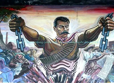 Mexican Revolutionary Emiliano Zapata Mural By Roberto Rodriguez Navarro 14X20 • $17.91