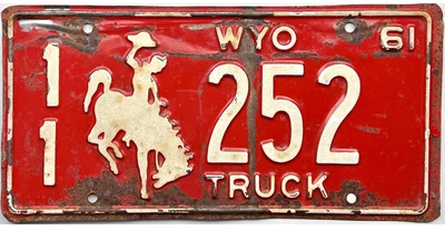 $10.50 • Buy *99 CENT SALE*  1961 Wyoming TRUCK License Plate Park County #252 No Reserve