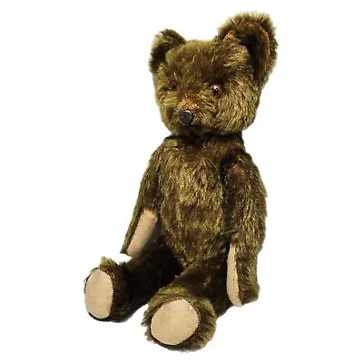 Antique Mohair Early Knickerbockers? Teddybear - Glass Eyes Metal Nose 18 Inch • $125