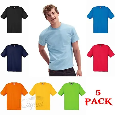 £19.99 • Buy 5 PACK T Shirts Fruit Of The Loom Men Women 100% Cotton Plain T Shirt Blank Tee