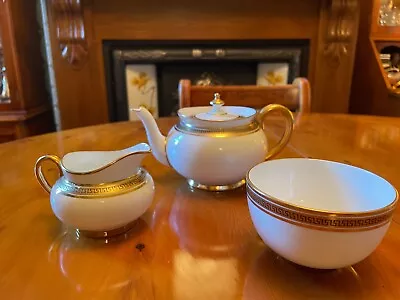 Antique Cauldon White And Gold Greek Key Design Bachelor Tea Set • £40