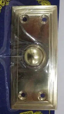 Rectangular Smooth Edged Brass85 X 38 Mm 12 V Wired Door Bell Pressbutton 4128 • $32