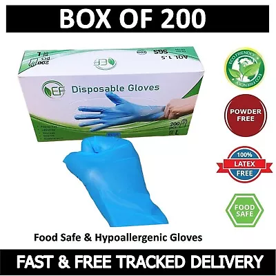 🔥BOX OF 200🔥 Disposable Gloves Powder Latex Vinyl Free Work Tattoo Food Safe👍 • £5.90