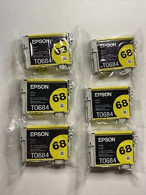 Lot Of 6 Epson 68 Yellow Ink Cartridges Genuine BRAND NEW SEALED • $24.99