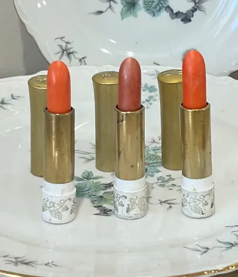 VINTAGE 50's GOLD METAL TUBE SHARON RAY LIPSTICK LOT CORAL TROPIC PEARL ARICOT  • $35.99