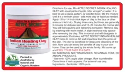 $7.90 • Buy ✅Aztec Secret Indian Healing Clay FACIALS ACNE PORE Cleaning Mask - FAST POST