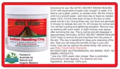 $7.90 • Buy ✅Aztec Secret Indian Healing Clay FACIALS ACNE PORE Cleaning Mask - FAST POST