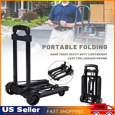 Portable Folding Luggage Cart Heavy Duty Two-wheel Trolley For Home Travel Shopp • $24.99