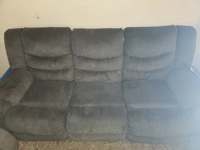 $337 • Buy Ashley's Furniture Two Piece Recliners Grey Fabric Material. Sofa And Love Seat