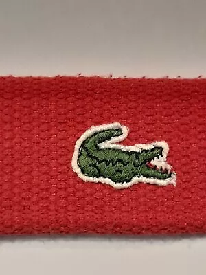 Lacoste Size 42 Bright Red Woven Belt Leather Buckarea And Tip 5 Hole Adjustable • $14.50