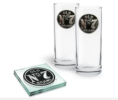 Jack Daniel's Set Of 2 Highball Glasses And Coasters Set • $35.96