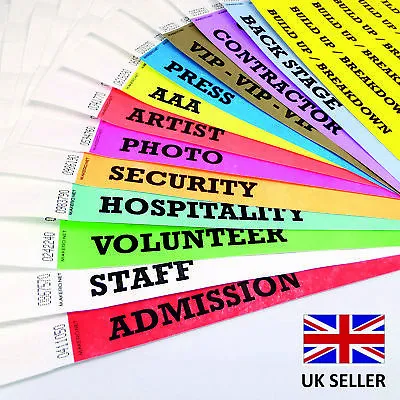 £3.29 • Buy Festival Event TYVEK Paper ID WRISTBANDS Concert Staff Security AAA Artist 