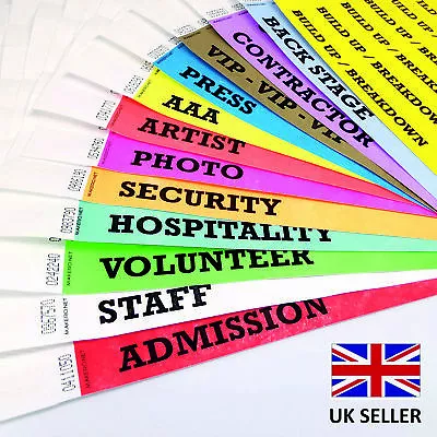 Festival Event TYVEK Paper ID WRISTBANDS Concert Staff Security AAA Artist  • £3.29