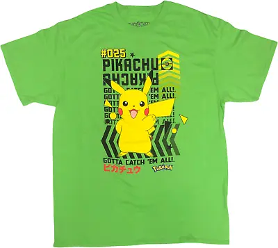 $15.95 • Buy Pokémon Pikachu #025 Short Sleeve Men's T-Shirt Green