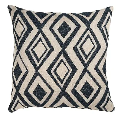 Tribal Geometric Ikat Boucle Cushion Cover In Charcoal Grey. 17x17  Square • £20.99