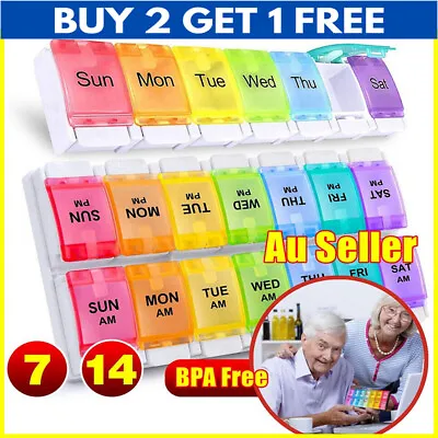 7 Day Weekly Pill Box Medicine Tablet Organizer Dispenser Container Large Case • $3.99