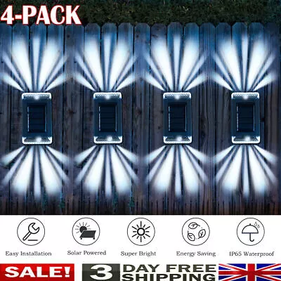 4x Super Bright Led Solar Powered Door Fence Wall Lights Outdoor Garden Decklamp • £8.99