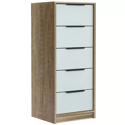 Tuhome Kaia 42  Free Standing 5 Drawer Dresser In White & Light Oak • $187.19