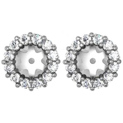 $348.92 • Buy 1/2ct Halo Diamond Earring Jackets 14K White Gold (5-5.5mm)