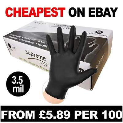 Black Nitrile Examination Gloves GL897 Latex-Powder Free Medical • £51.99