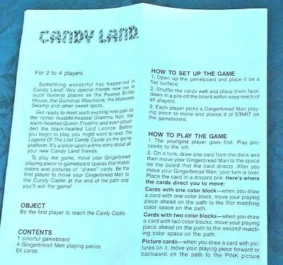 Vintage Candy Land 1984 Board Game Replacement Instructions Only • $8.75