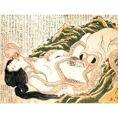 Hokusai Octopus Fishermans Wife Dreams Adult Japanese XL Art Poster Print • £18.49