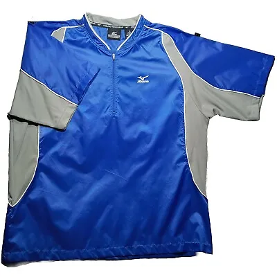 Mizuno Teamwear T Shirt XL Quarter Zip Vented Windbreaker Pullover Blue Gray Top • $19.99