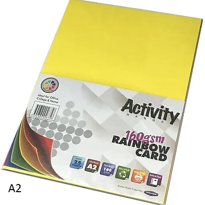 A2 Coloured Craft Card 25 Sheets Card Making Craft Printer 160gsm  • £10.78