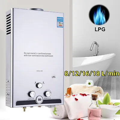 8/12/16/18L Instant Gas Hot Water Heater Tankless Gas Boiler • £90.99
