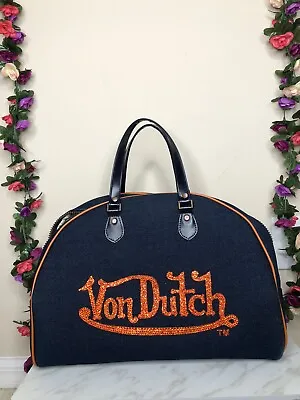 Orange And Blue Denim Von Dutch Large Bowler Bag • $265