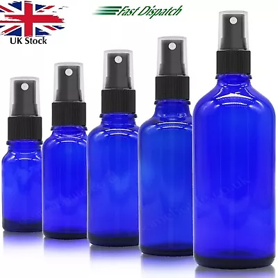 BLUE GLASS  Spray Bottle ATOMISER SPRAY Mist Sprayer For Oils Sanitisers Perfume • £3.94