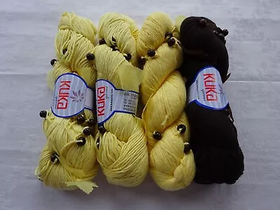 KUKA BEADED COTTON FASHION YARN  KNITTING YARN BUNDLE    400g • £4.99