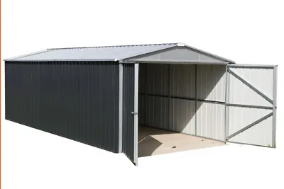 YARDMASTER METAL GARAGE 5x3m 17ft 10ft BUILDING APEX DOUBLE DOORS 17x10 STORAGE • £1059.94