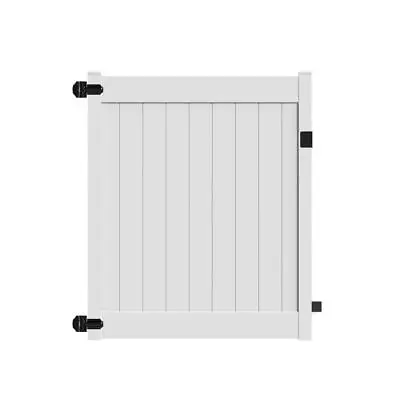 Veranda Privacy Fence Gate 5 Ft. X 6 Ft. Water Resistant Vinyl Flat Panel White • $498.37