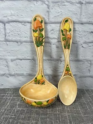 Vintage Ceramic Ladle Spoon Mushrooms 70s Hand Painted Kitchen Decor Arnels 17  • $34.99