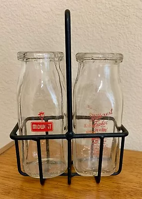 Vintage Milk Bottles With Carrier • $24