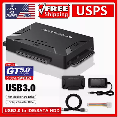 USB 3.0 To IDE/SATA Converter Adapter For 2.5 /3.5  SATA/IDE/SSD Hard Drive DT • $20.99