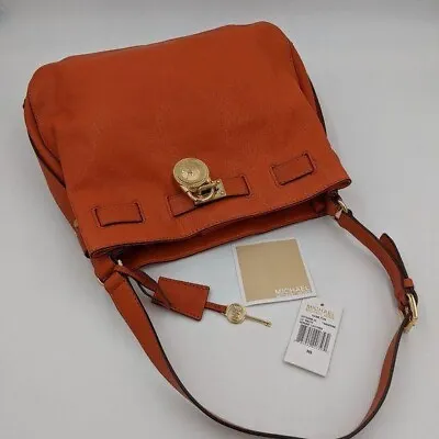 Michael Kors Orange Leather Hamilton Signature Liner Shoulder Bag • $150