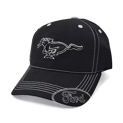 Ford Mustang Running Horse Logo With Ford Oval On Bill Black Baseball Hat • $19.99