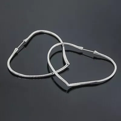 Tiffany & Co. Open Heart Hoop Earrings Elsa Peretti 925 Sterling Silver • $448.20