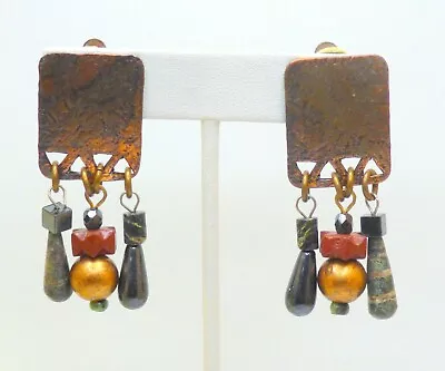 🌺Vintage Marjorie Baer SF Copper Dangle Clip On Earrings • $4.99