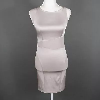 VPL Silver Satin Stretch Contouring Panel Body Con Dress - SZ 2 • $79