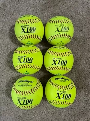 MacGregor X100 Used Slow Pitch Softballs ASA/USA 12 Inch 6-Pack Leather-like • $30