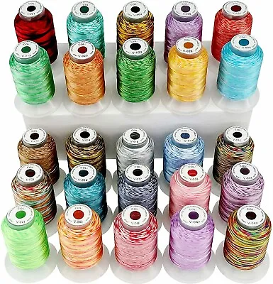 25 Colors Variegated Polyester Embroidery Machine Thread Kit 500M (550Y) • $56.99