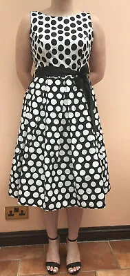 £12.95 • Buy 50's 60's Style Polka Dot Rockability Retro Swing Dress Size 12 Used But VGC